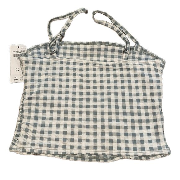 Hollister Gingham Crop Halter -- Teal and White - Size Small - NWT - Picture 2 of 8